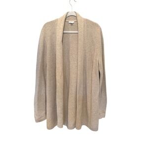 J. Jill Ribbed Open Front Cardigan Large Beige Cotton Silk Confetti Relaxed Fit